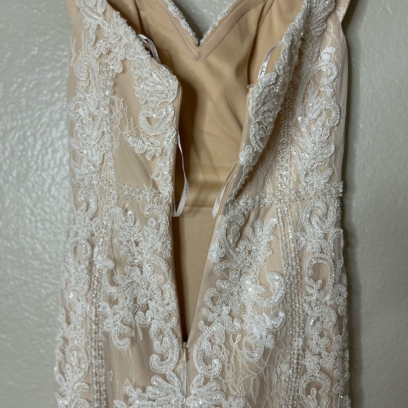 NWOT Luxe Promised Love White Beaded Lace Off-the-Shoulder Maxi Dress - Picture 10 of 13